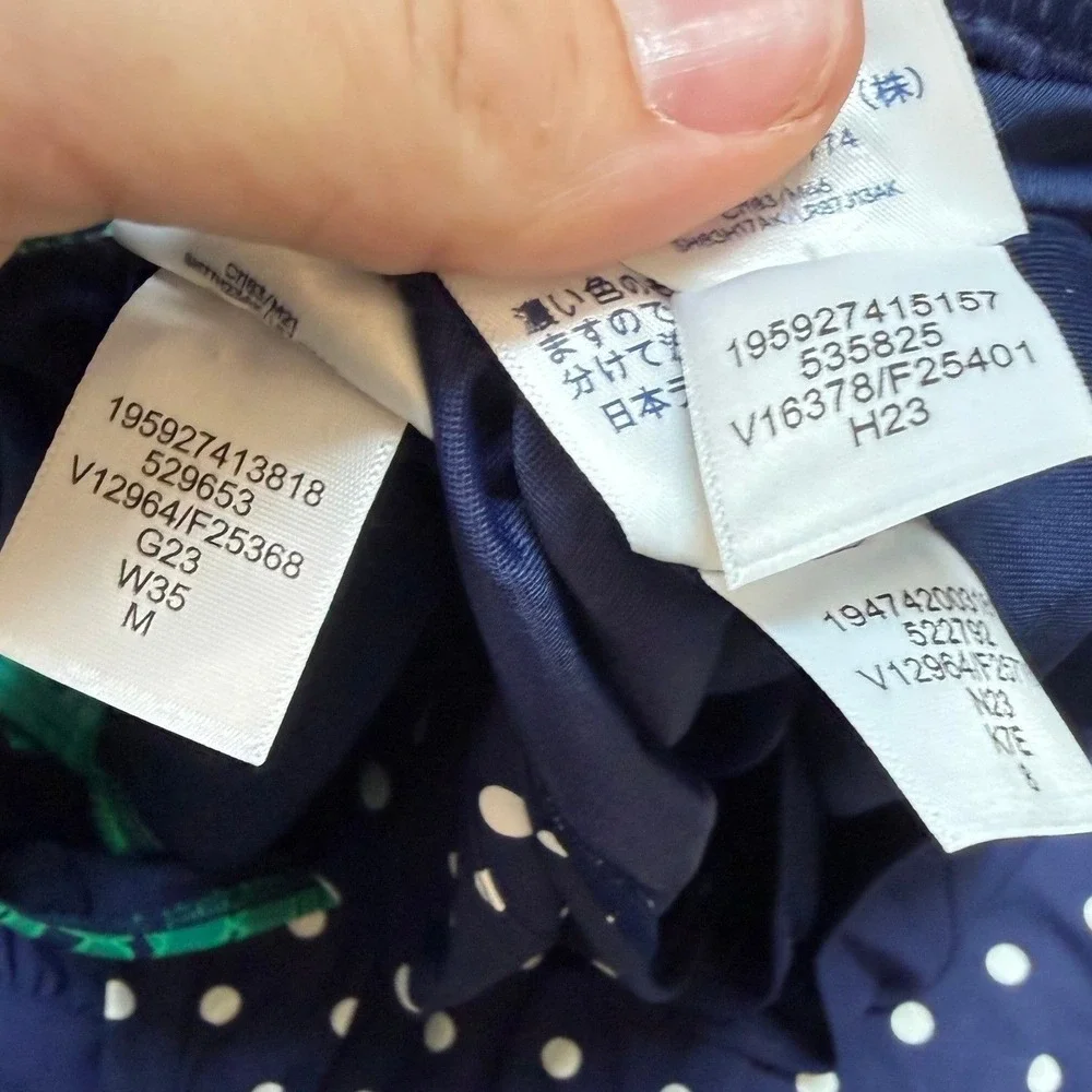 Lands End Womens Tankini Swim Set 6pc Navy Polka Dot Tropical Green 12 M